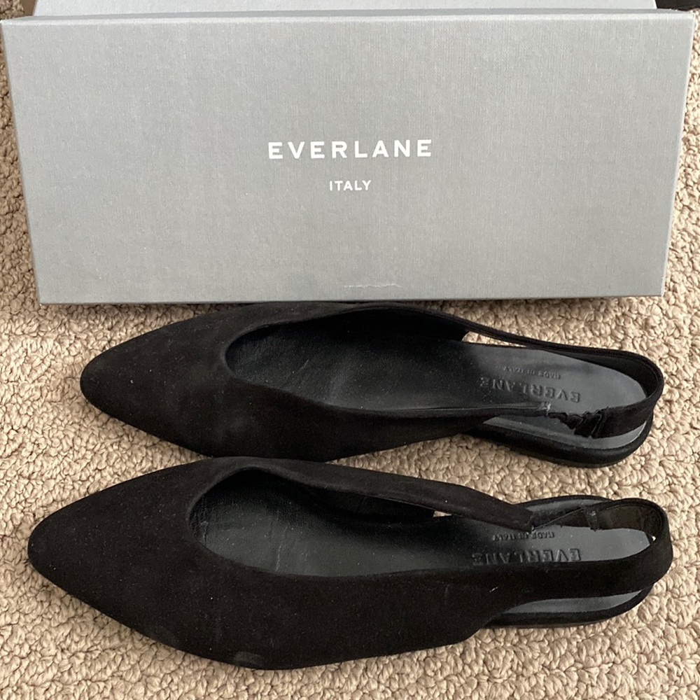 Everlane V slingback -  Black suede